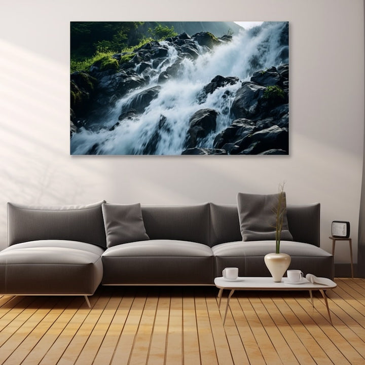 Tableau Toile Cascade, art mural décoration nature
