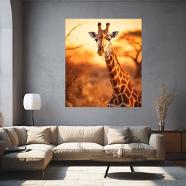 Tableau Girafe sous le Soleil Africain, art mural décoration nature