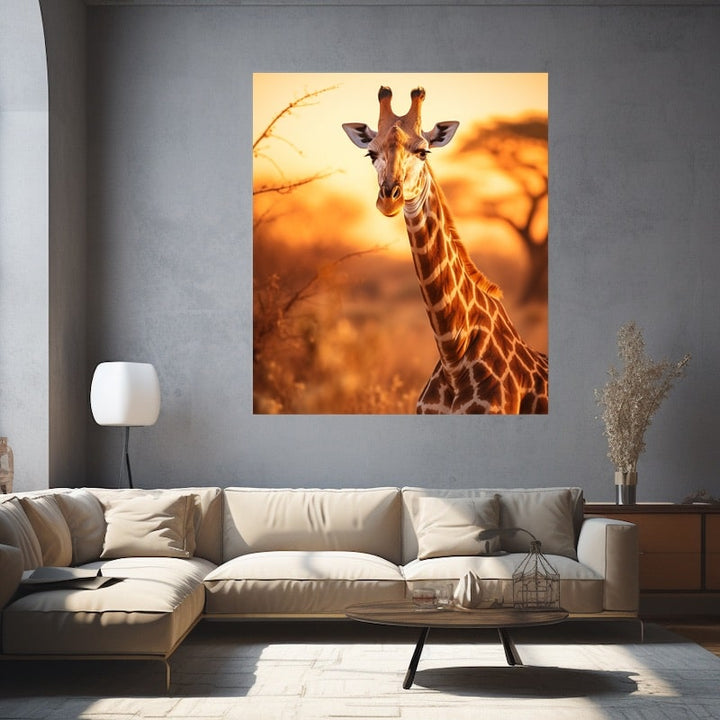 Tableau Girafe sous le Soleil Africain, art mural décoration nature