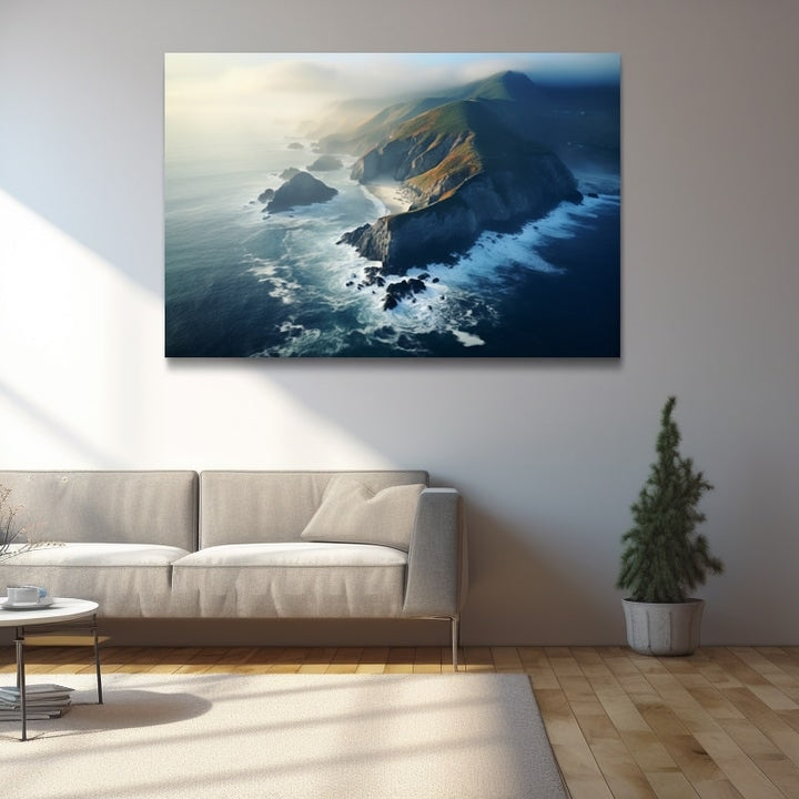 Tableau Côte Sauvage Vue du Ciel, art mural décoration nature