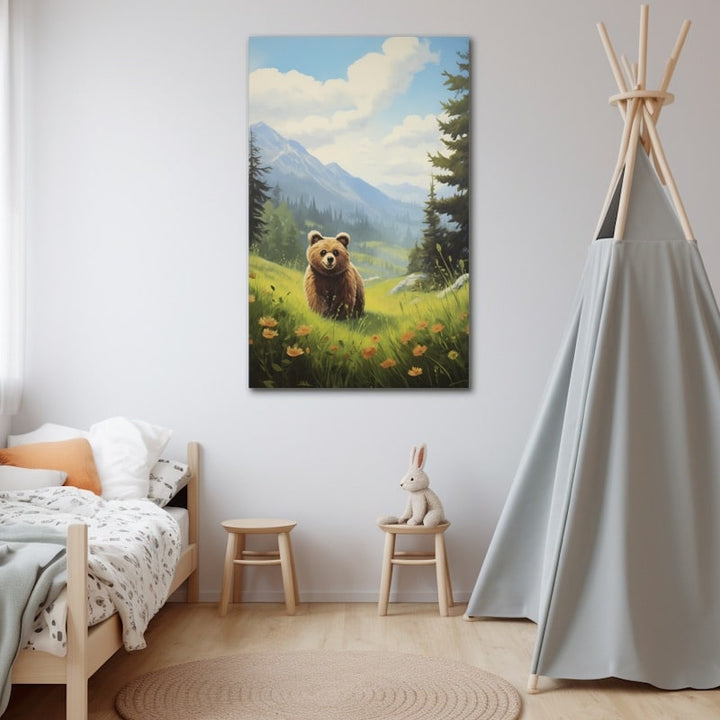 Tableau Toile Ours Enfant, art mural décoration nature