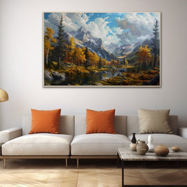 Tableau sur Toile Paysage de Lac en Automne, art mural décoration nature
