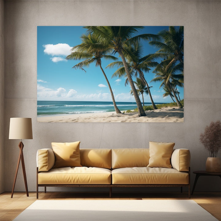 Tableau Toile Photo Palmier Plage, art mural décoration nature