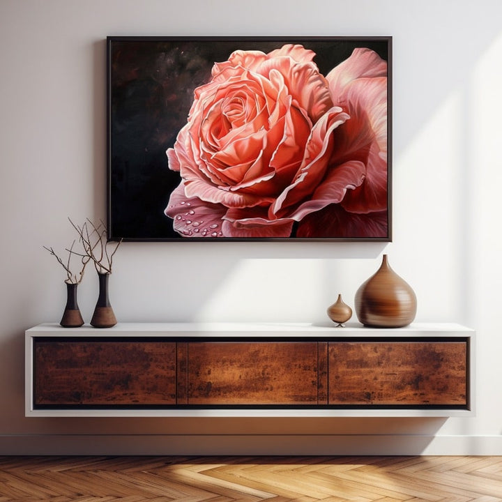 Tableau Toile Rose, art mural décoration nature