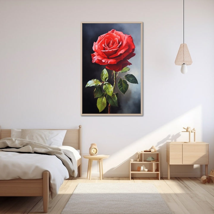 Tableau Toile Rose Rouge, art mural décoration nature