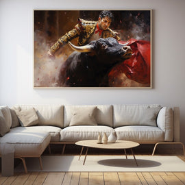 Tableau Toréador et Taureau, art mural décoration nature