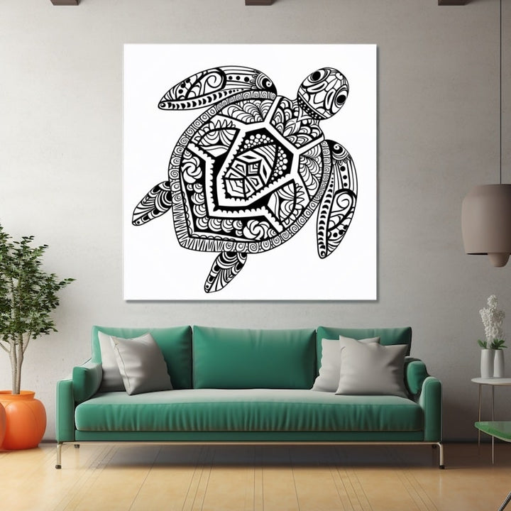 Tableau Tortue Ethnique, art mural décoration nature