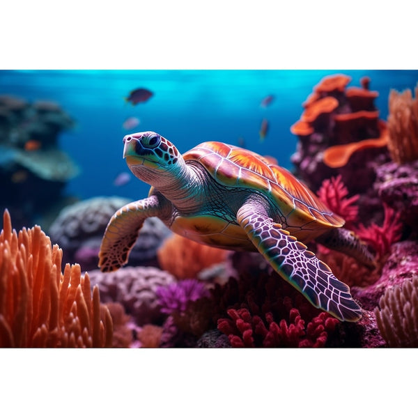 Tableau avec Tortue Marine, art mural décoration nature