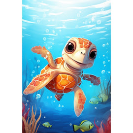Tableau Tortue de Mer Enfant, art mural décoration nature