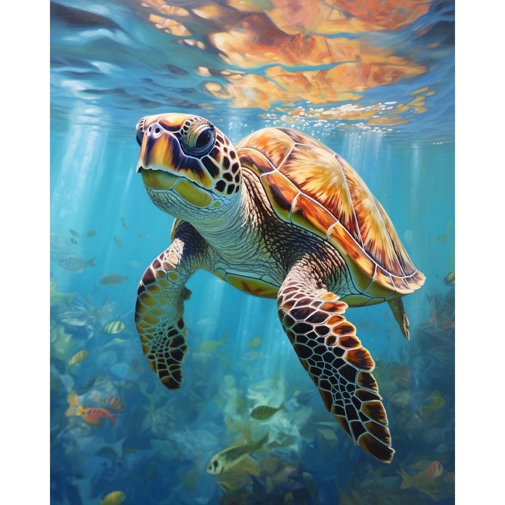 Tableau Tortues et Crabes, art mural décoration nature