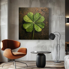 Tableau Trèfle À 4 Feuilles, art mural décoration nature