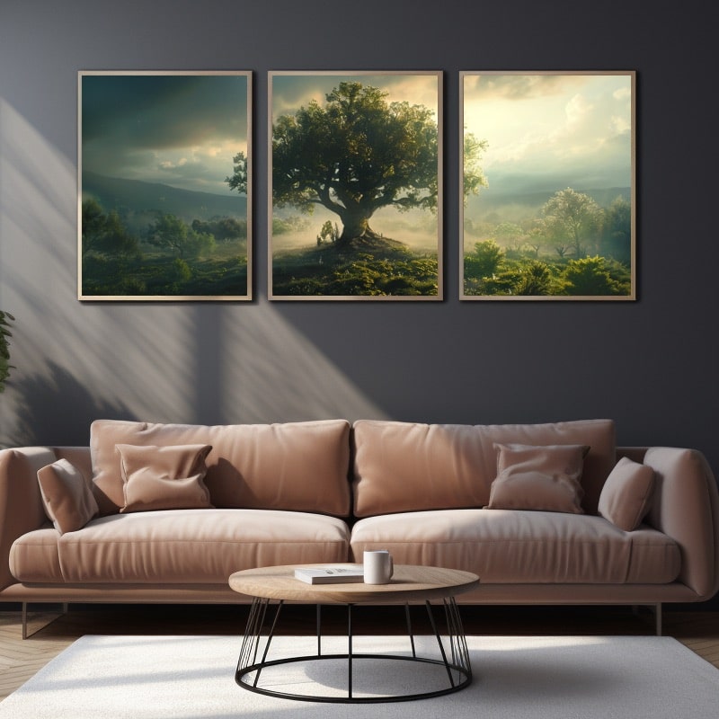 Tableau Triptyque Arbre