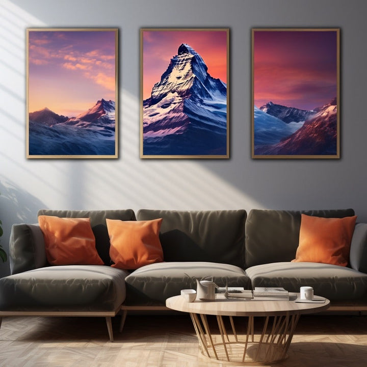 Tableau Triptyque Montagne, art mural décoration nature