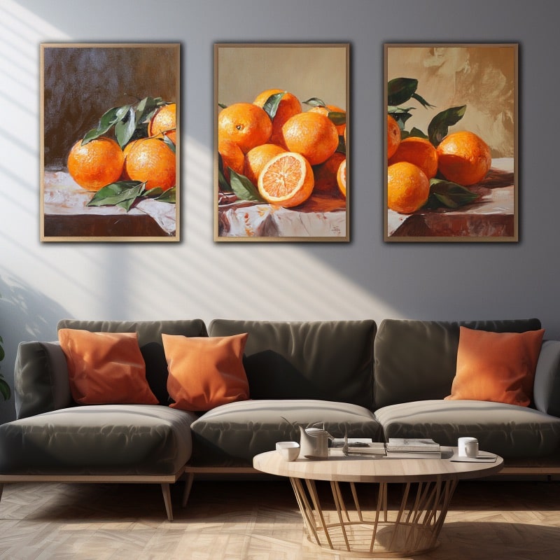 Tableau Triptyque Orange