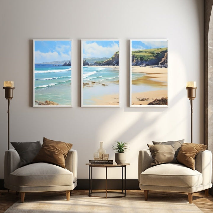 Tableau Triptyque Plage, art mural décoration nature