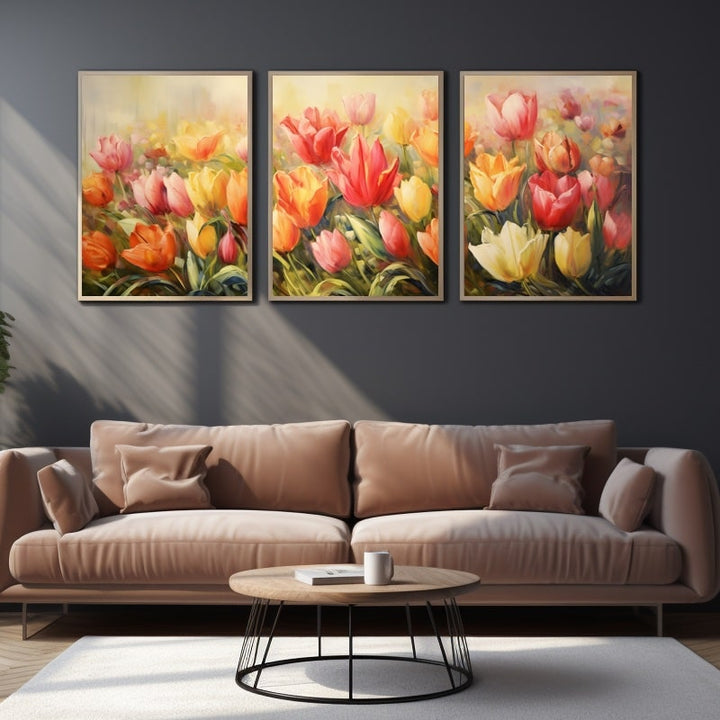 Tableau Triptyque Tulipe