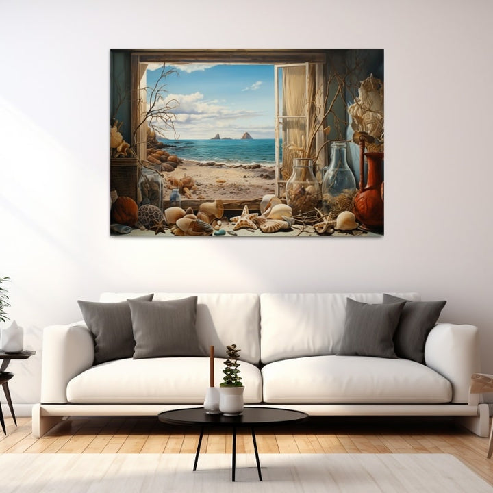 Tableau Trompe l'Oeil Mer, art mural décoration nature