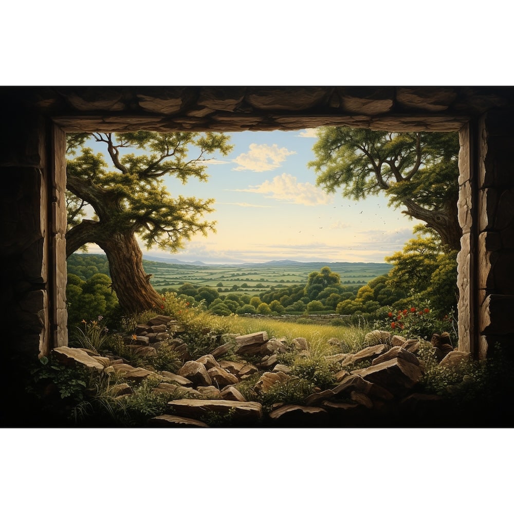 Tableau Trompe l'Œil Paysage, art mural décoration nature