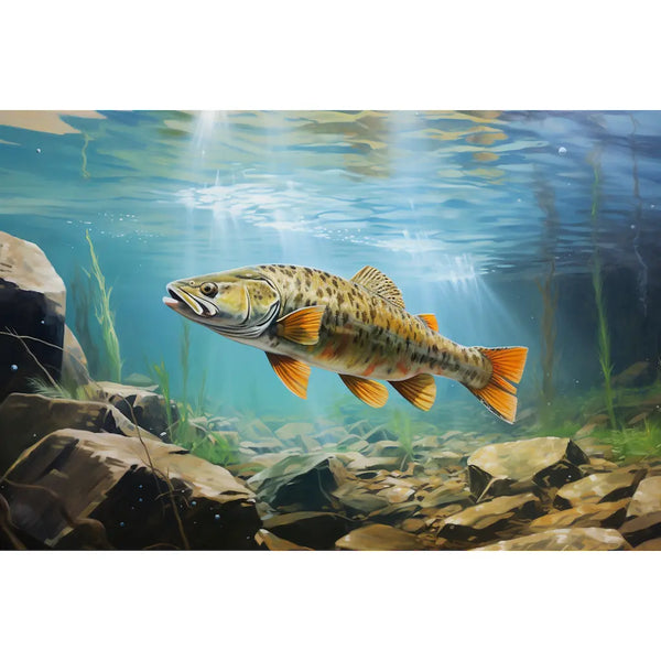 Tableau Truite dans la Rivière, art mural décoration nature