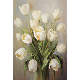 Tableau Bouquet de Tulipes Blanches, art mural décoration nature