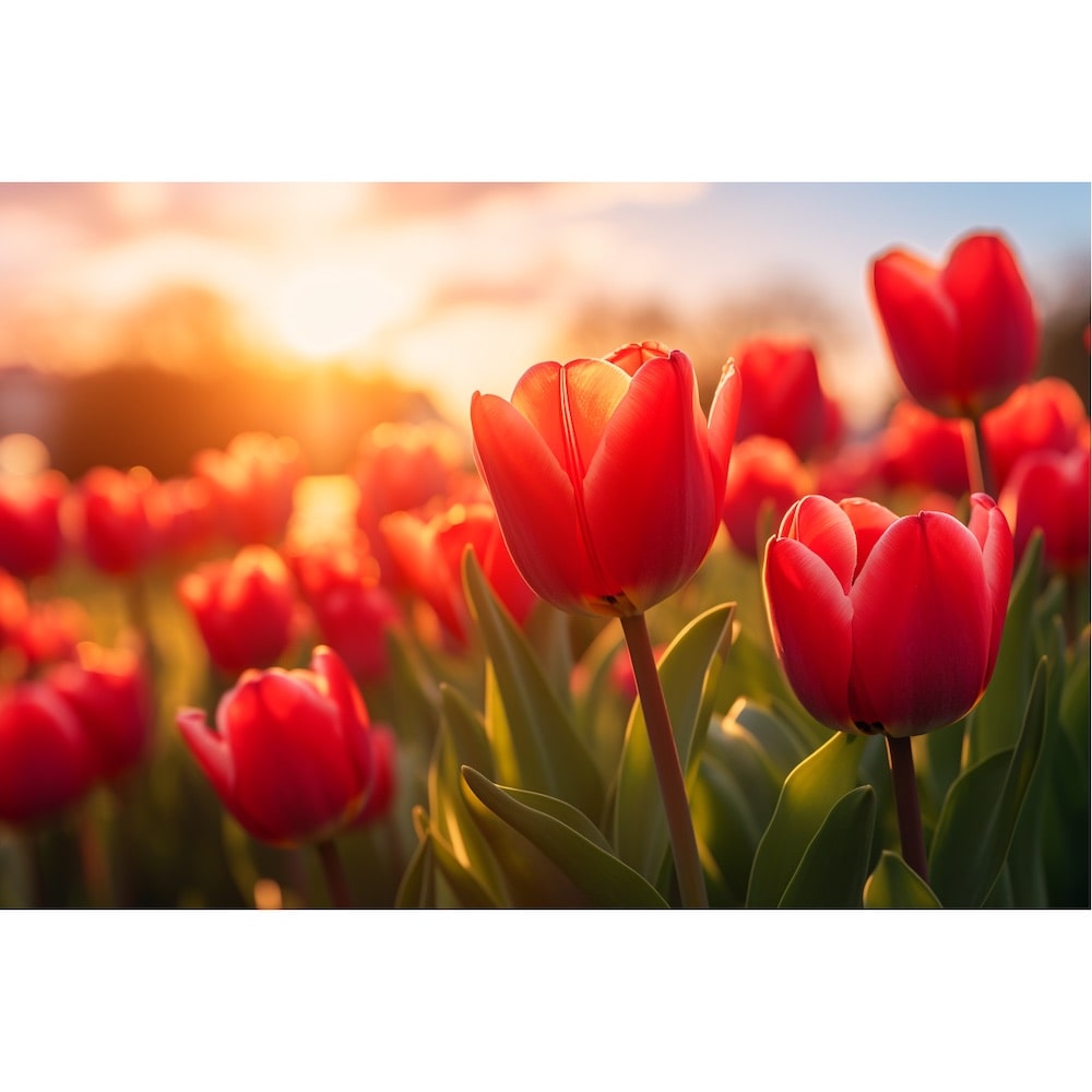 Tableau avec des Tulipes Rouges