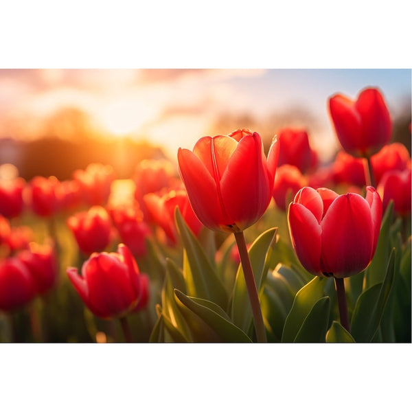 Tableau avec des Tulipes Rouges
