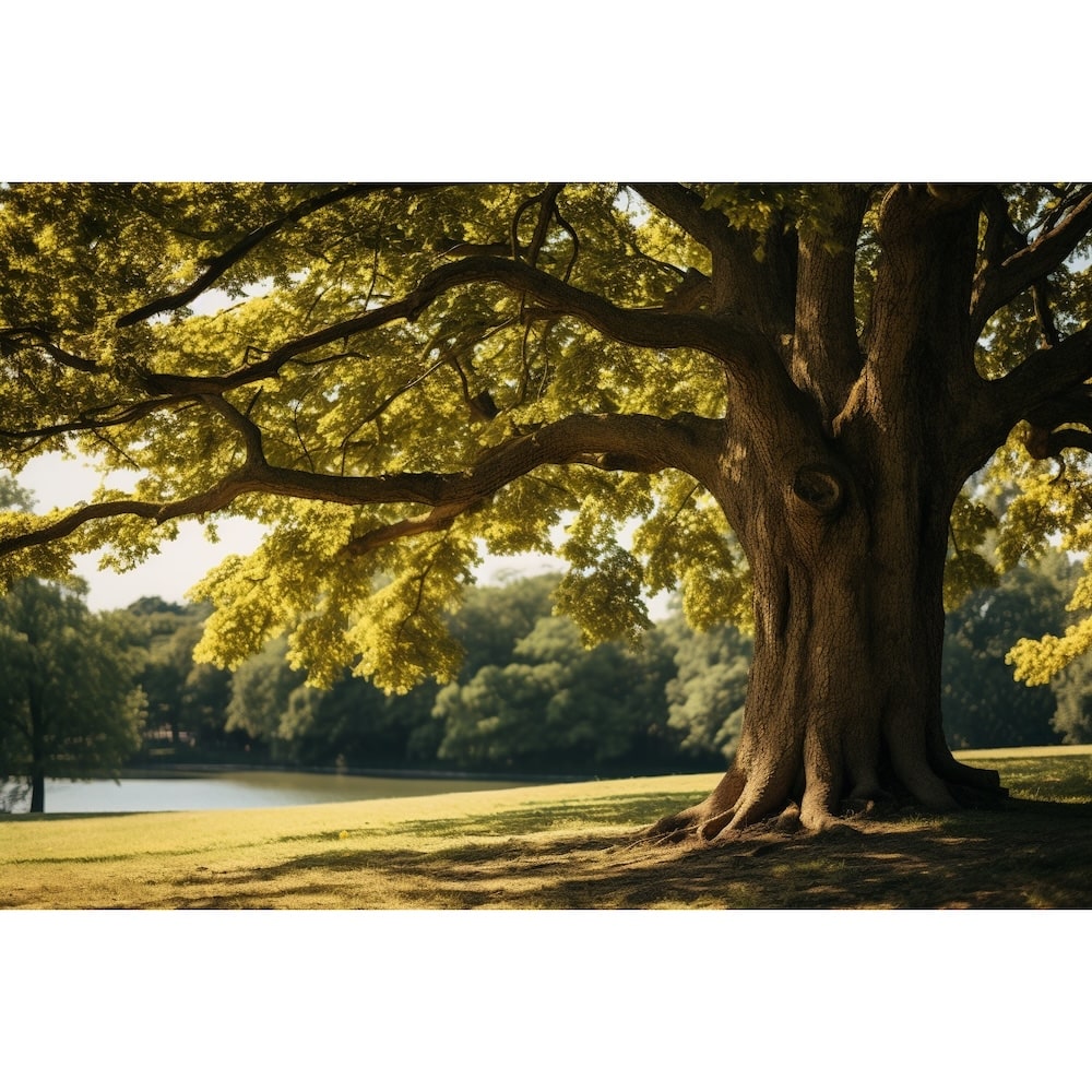 Tableau d'Arbre Chêne Majestueux au Bord de l'Eau, art mural décoration nature