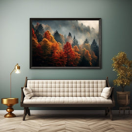 Tableau Forêt Flamboyante d'Automne, art mural décoration nature