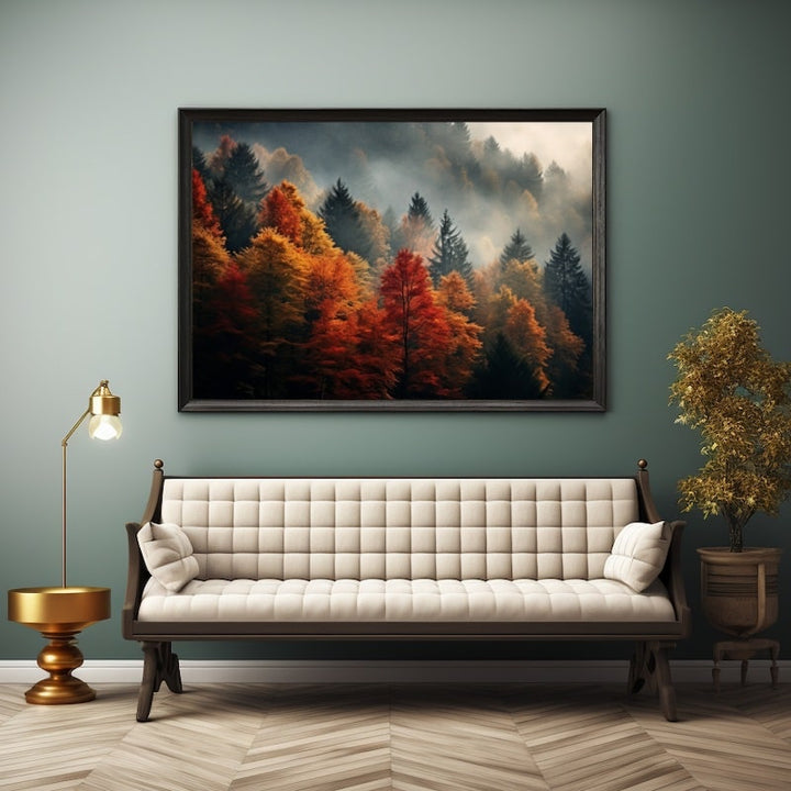 Tableau Forêt Flamboyante d'Automne, art mural décoration nature
