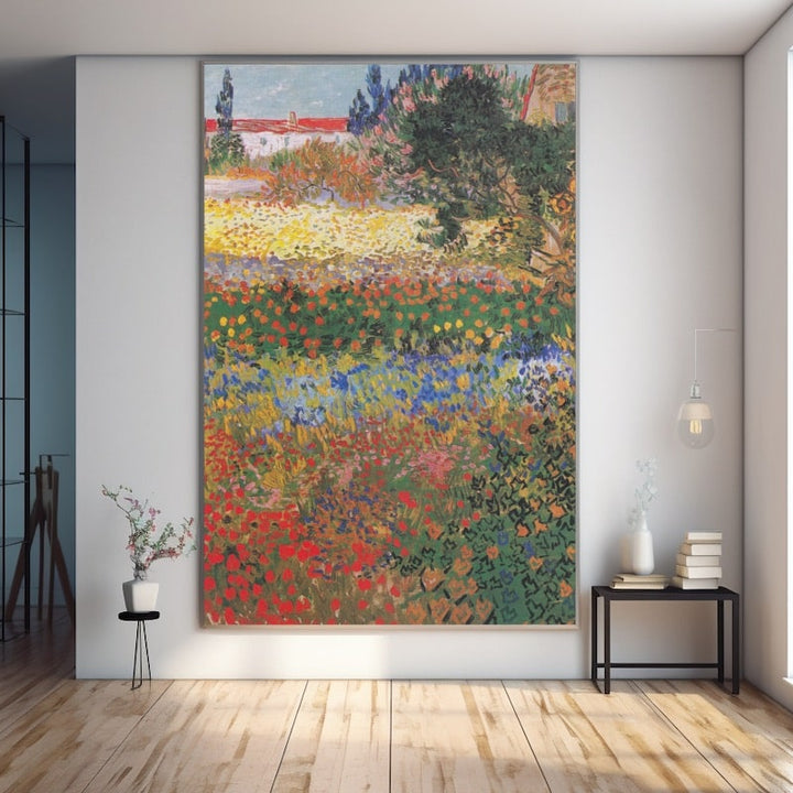 Tableau Van Gogh Jardin Fleuri, art mural décoration nature