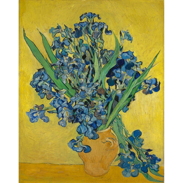 Tableau Iris au Vase Ocre Fond Jaune — Van Gogh, art mural décoration nature