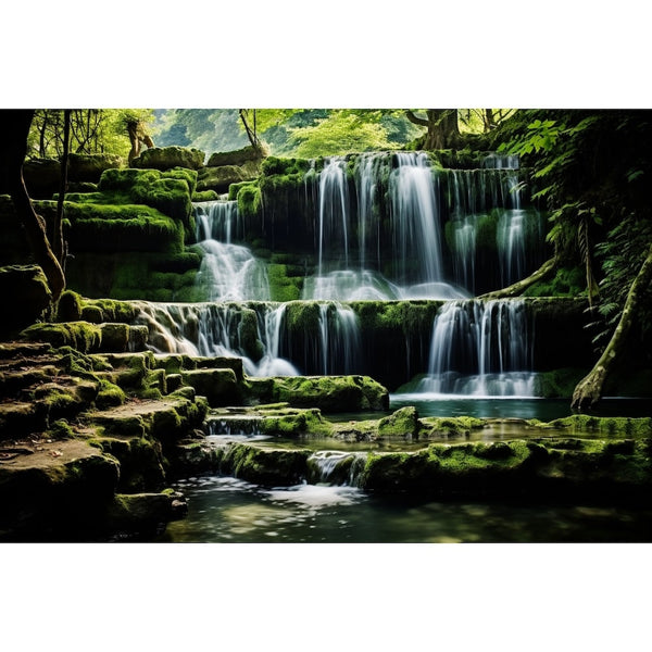 Tableau Cascade Verdure, art mural décoration nature