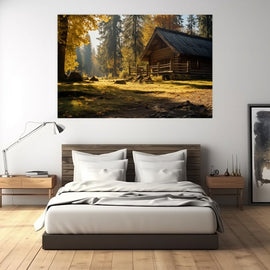 Tableau Vieille Maison dans la Forêt, art mural décoration nature