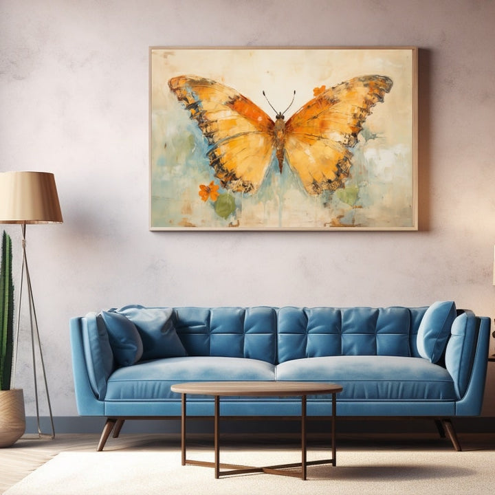 Tableau Vintage Papillon, art mural décoration nature