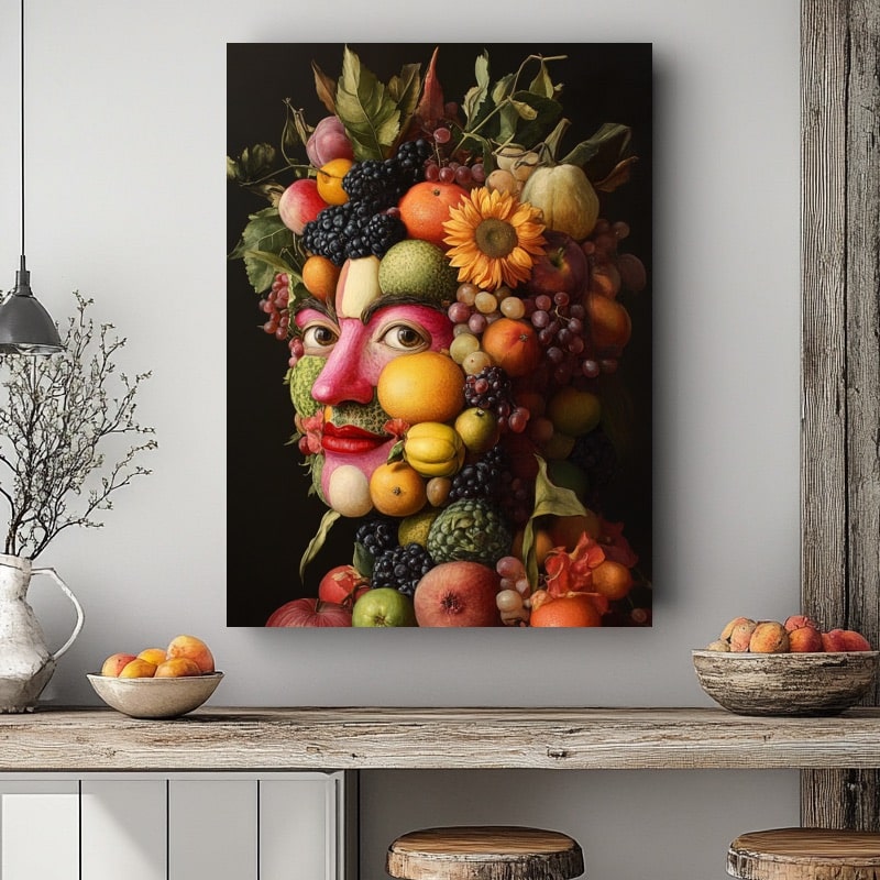 Tableau Visage avec des Fruits