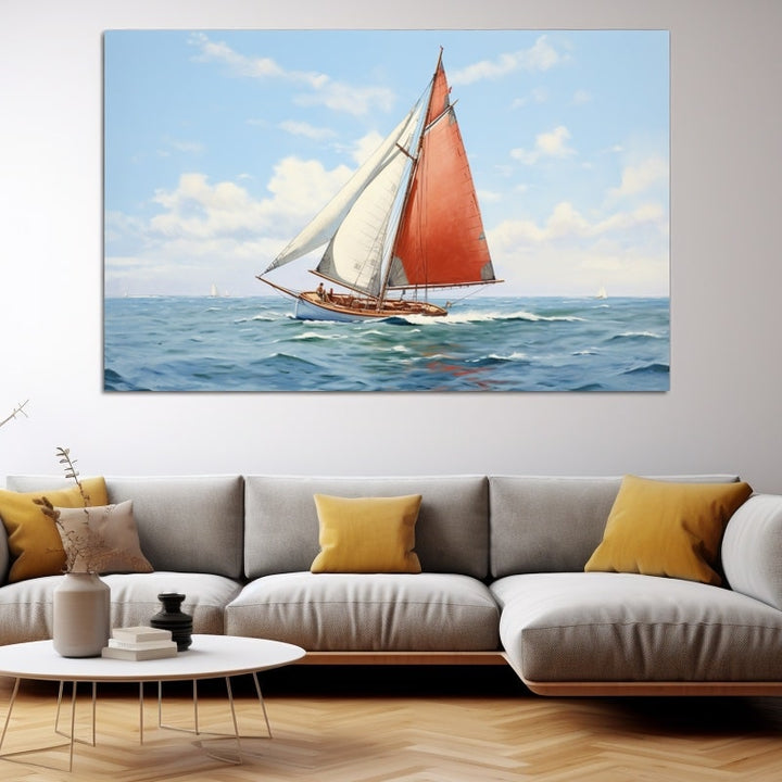 Tableau Voilier Classique en Été, art mural décoration nature