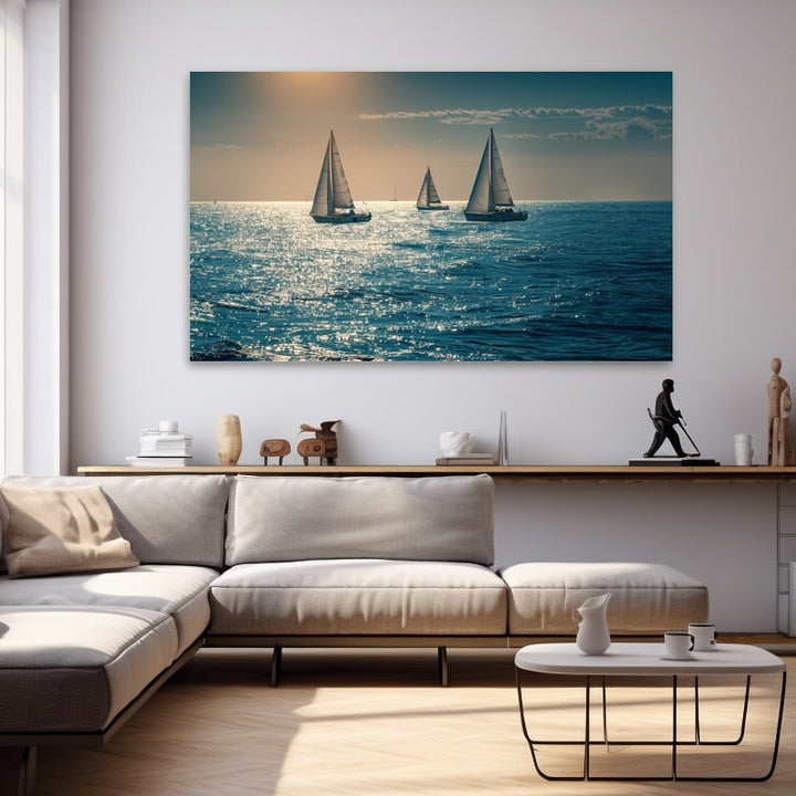 Tableau Voiliers Mer, art mural décoration nature