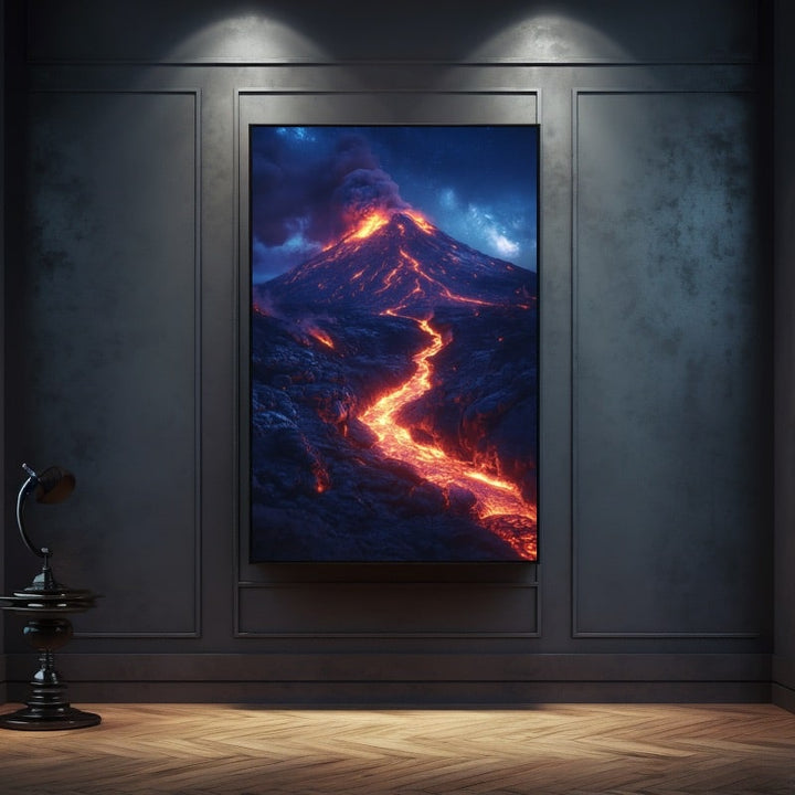 Tableau Volcan en Éruption, art mural décoration nature