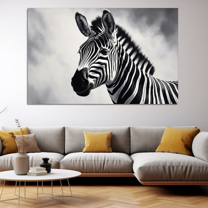 Tableau Zèbre Noir et Blanc, art mural décoration nature