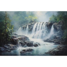 Tableau Cascade Sereine sur les Rochers, art mural décoration nature