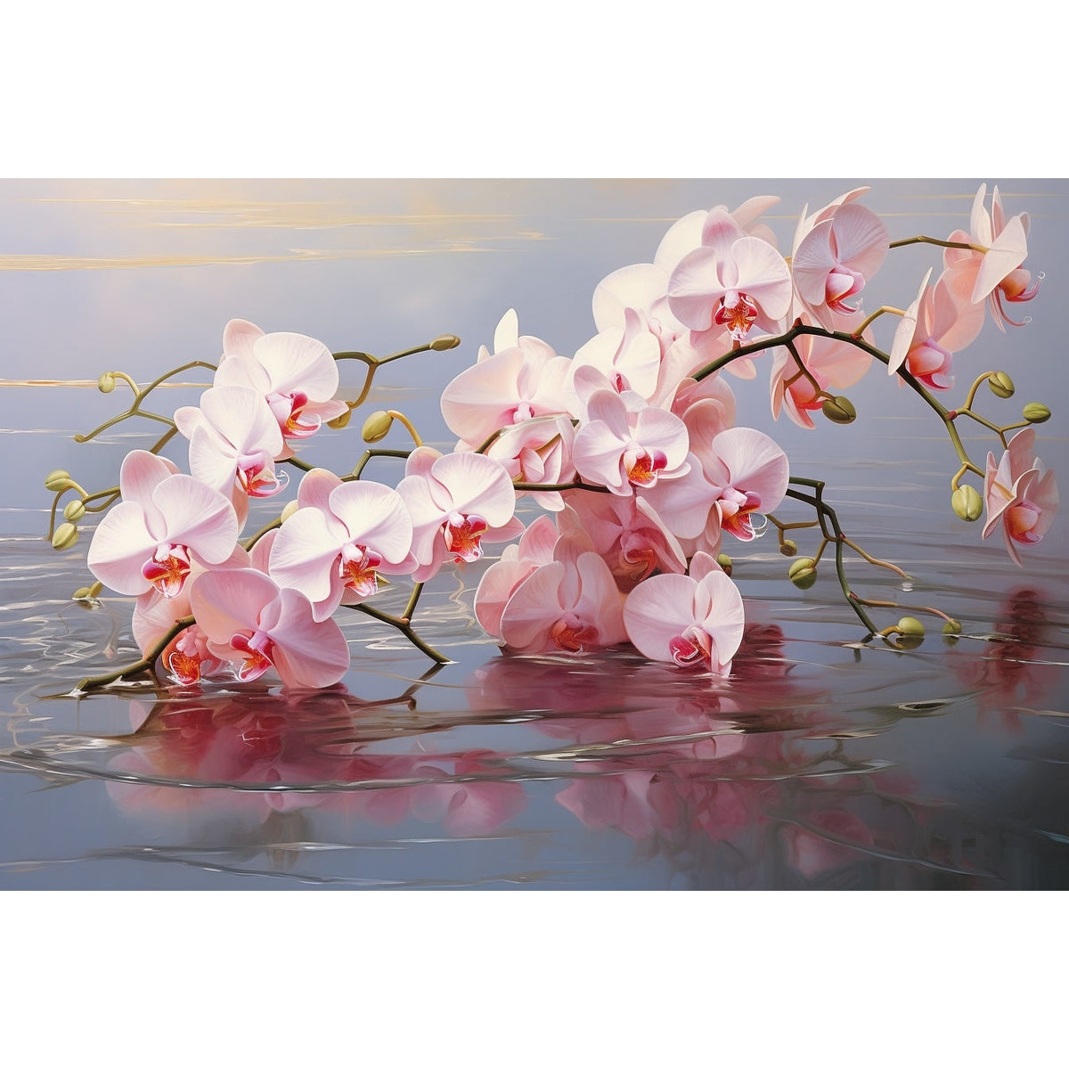 Tableau Design Zen Orchidée Rose, art mural décoration nature
