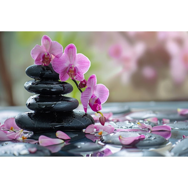 Tableau Zen Galets Fleurs