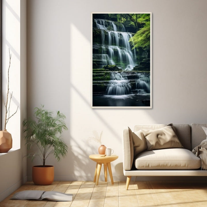 Tableau Zen Nature Cascade, art mural décoration nature