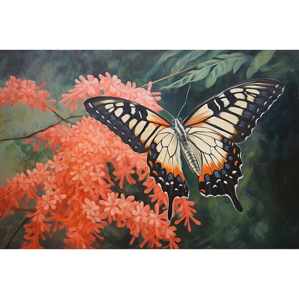 Tableau Huile Zen Papillon, art mural décoration nature