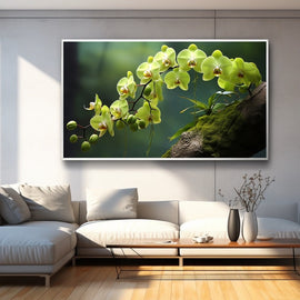 Tableau Zen Vert Orchidée, art mural décoration nature
