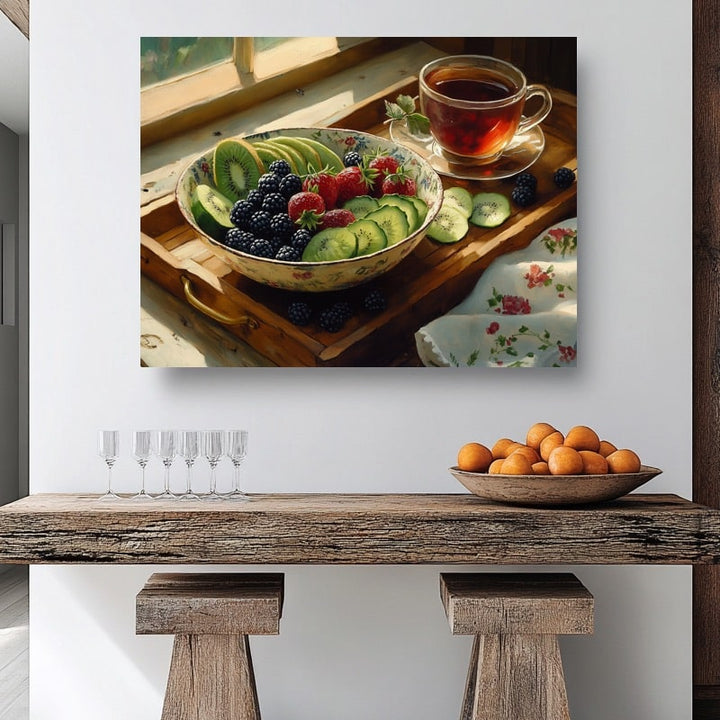 Tableau Fruits Frais et Thé, art mural décoration nature