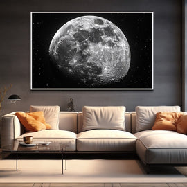 Tableau Lune Minimaliste Noir et Blanc, art mural décoration nature