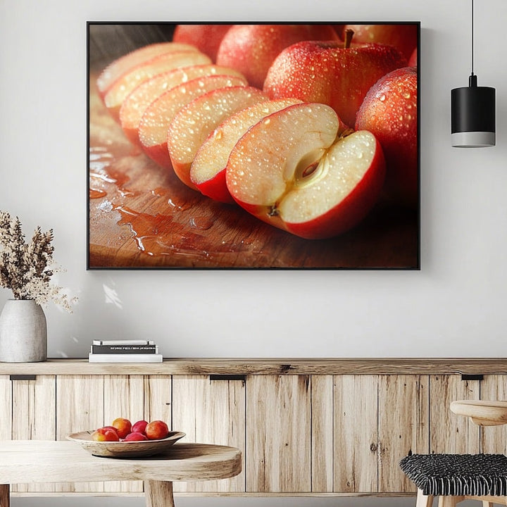 Tableau Pommes Rouges Tranchées, art mural décoration nature