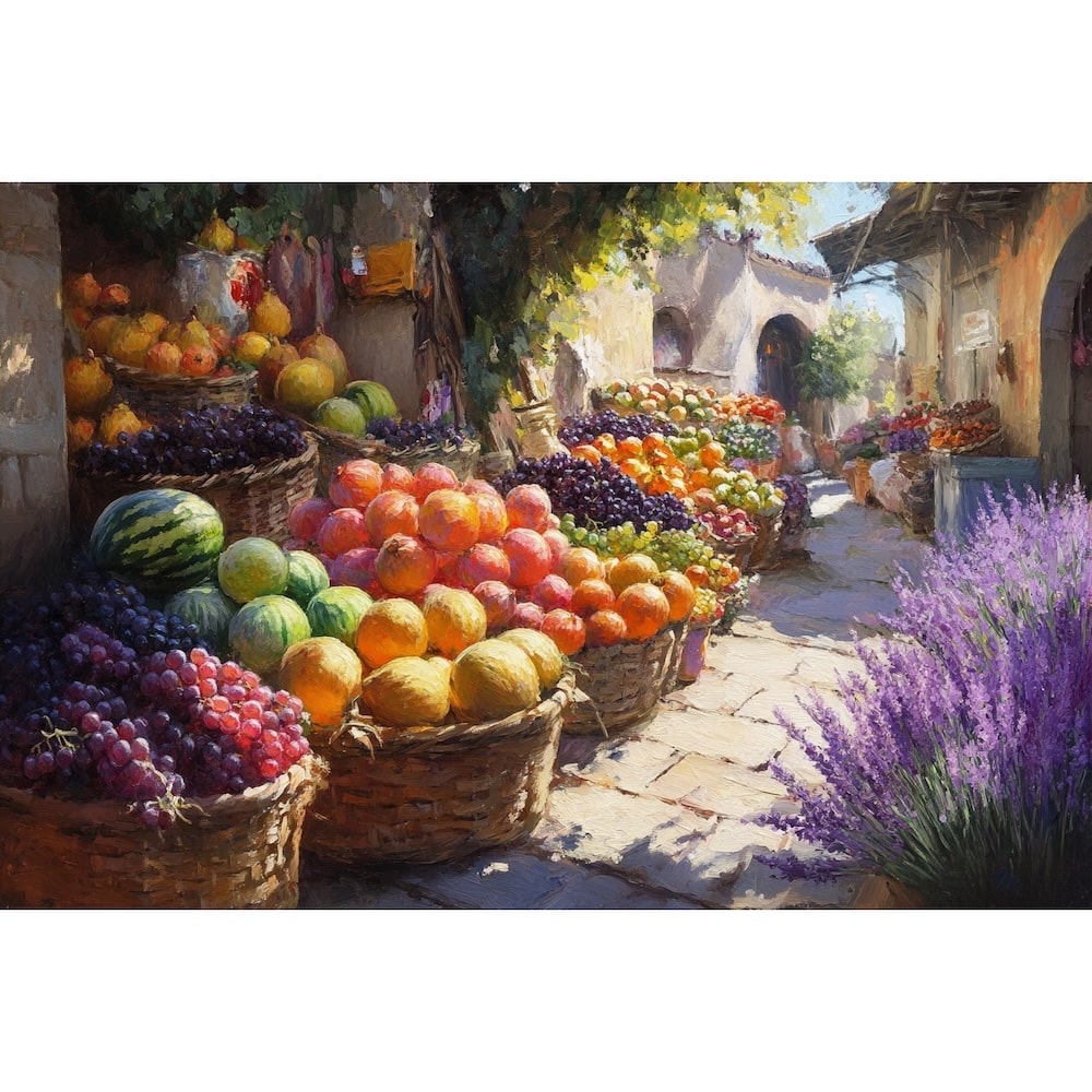 Tableau Ruelle Méditerranéenne aux Fruits, art mural décoration nature