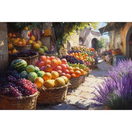 Tableau Ruelle Méditerranéenne aux Fruits, art mural décoration nature